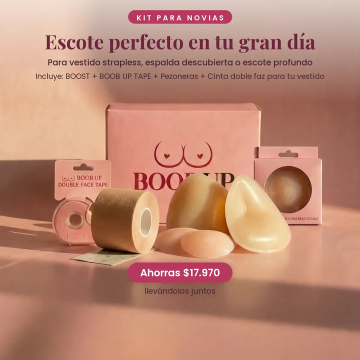 Kit para novias: BOOST + BOOB UP TAPE + Pezoneras + Cinta doble faz para el vestido