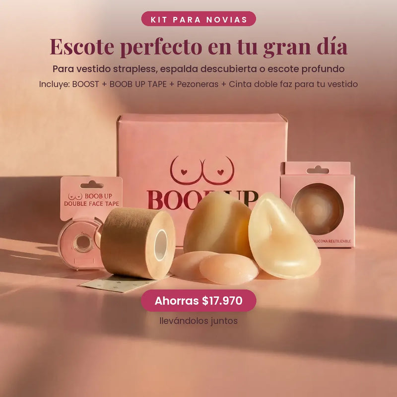 Kit para novias: BOOST + BOOB UP TAPE + Pezoneras + Cinta doble faz para el vestido
