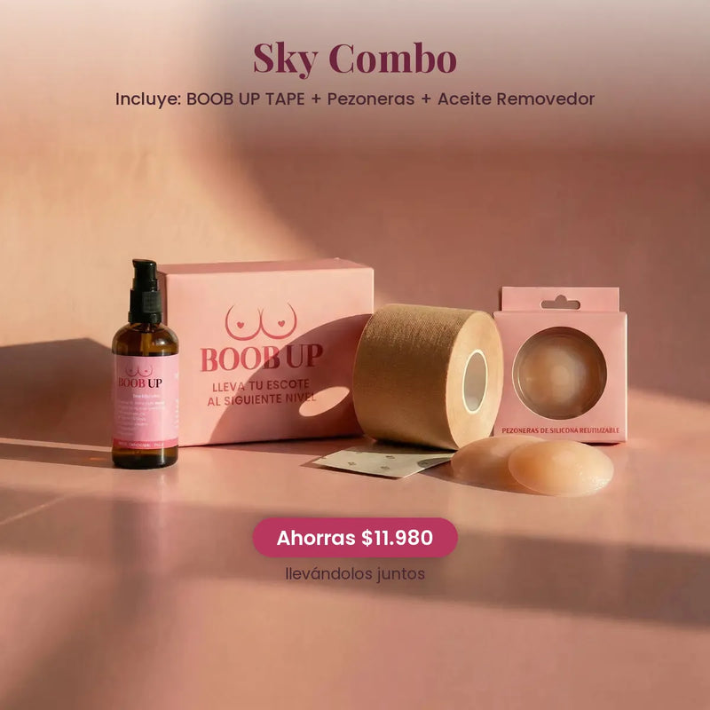 Sky Combo: BOOB UP TAPE + Pezoneras + Aceite Removedor
