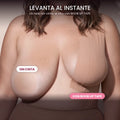 Antes y después: un lado sin cinta y el otro con BOOB UP TAPE